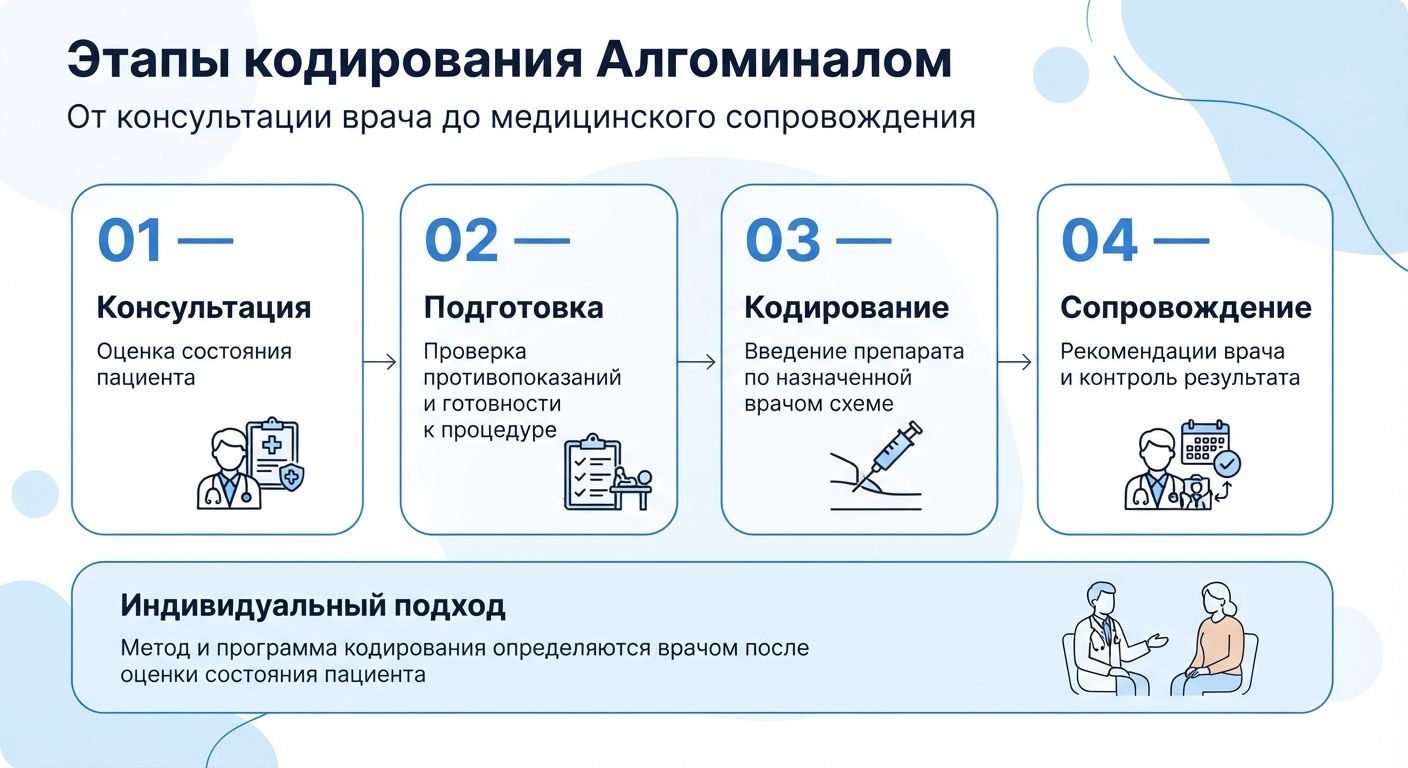 Кодирование препаратом «Алгоминал» в Пушкине инфографика